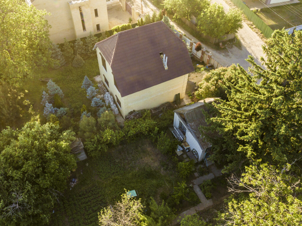 Vue drone immobilier Alsace d'une maison individuelle